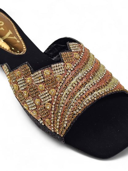 Silhouette Black Block Heel Slip-on Sandal