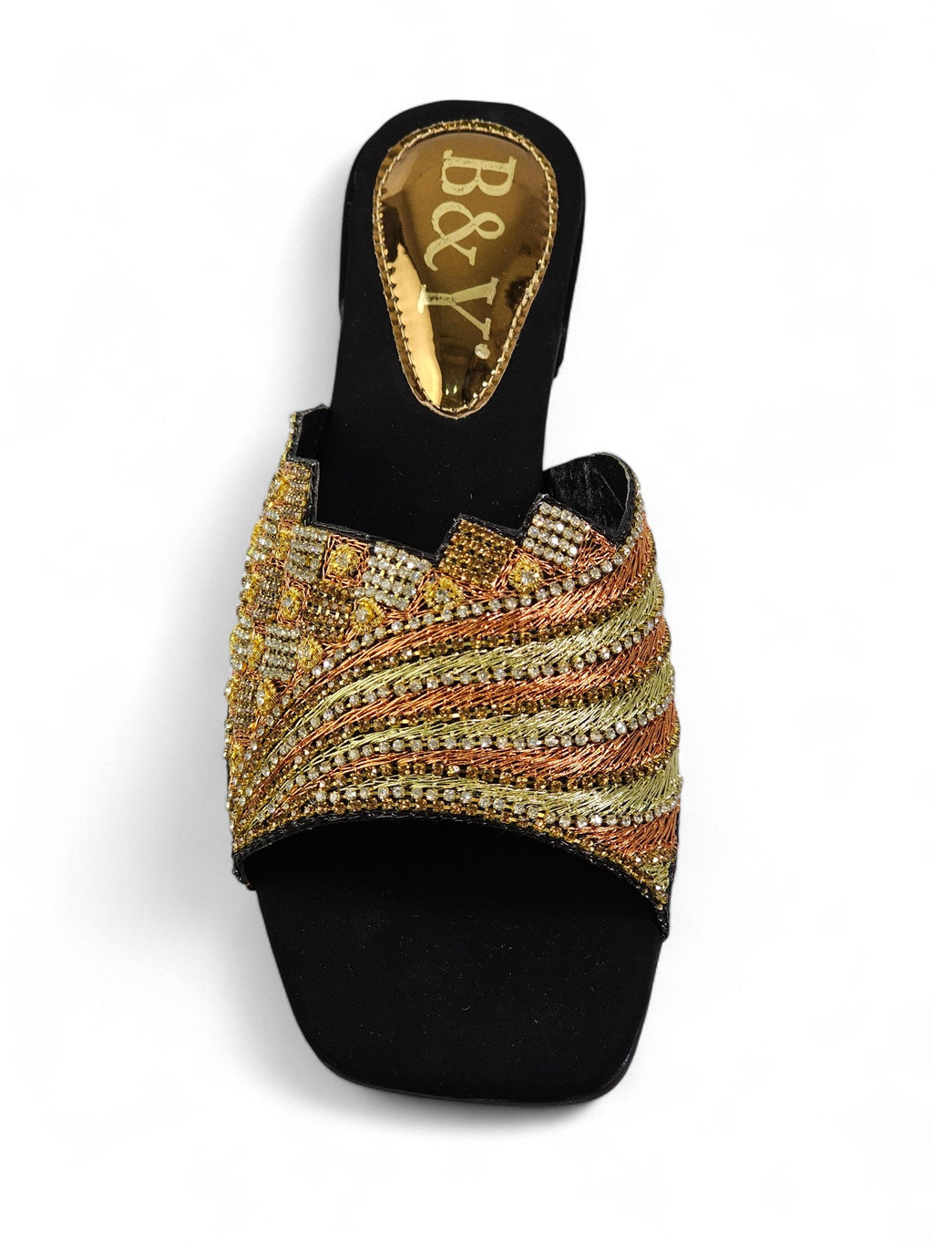 Silhouette Black Block Heel Slip On Sandals - Bilwani & Yakoob