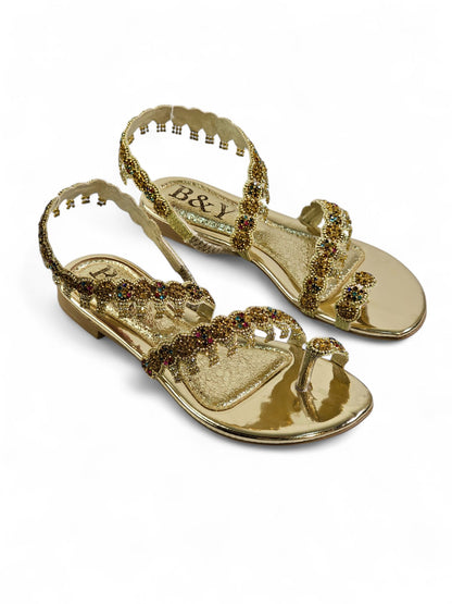 Trace Golden Flat Sandal