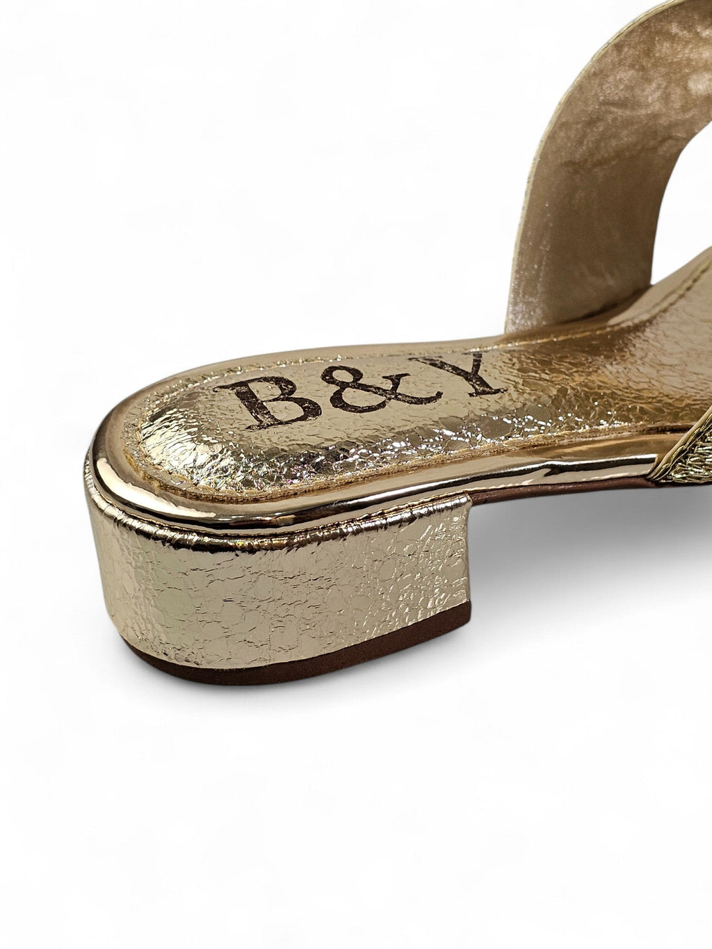 Aura Golden Block Heel Flip Flop - Bilwani & Yakoob