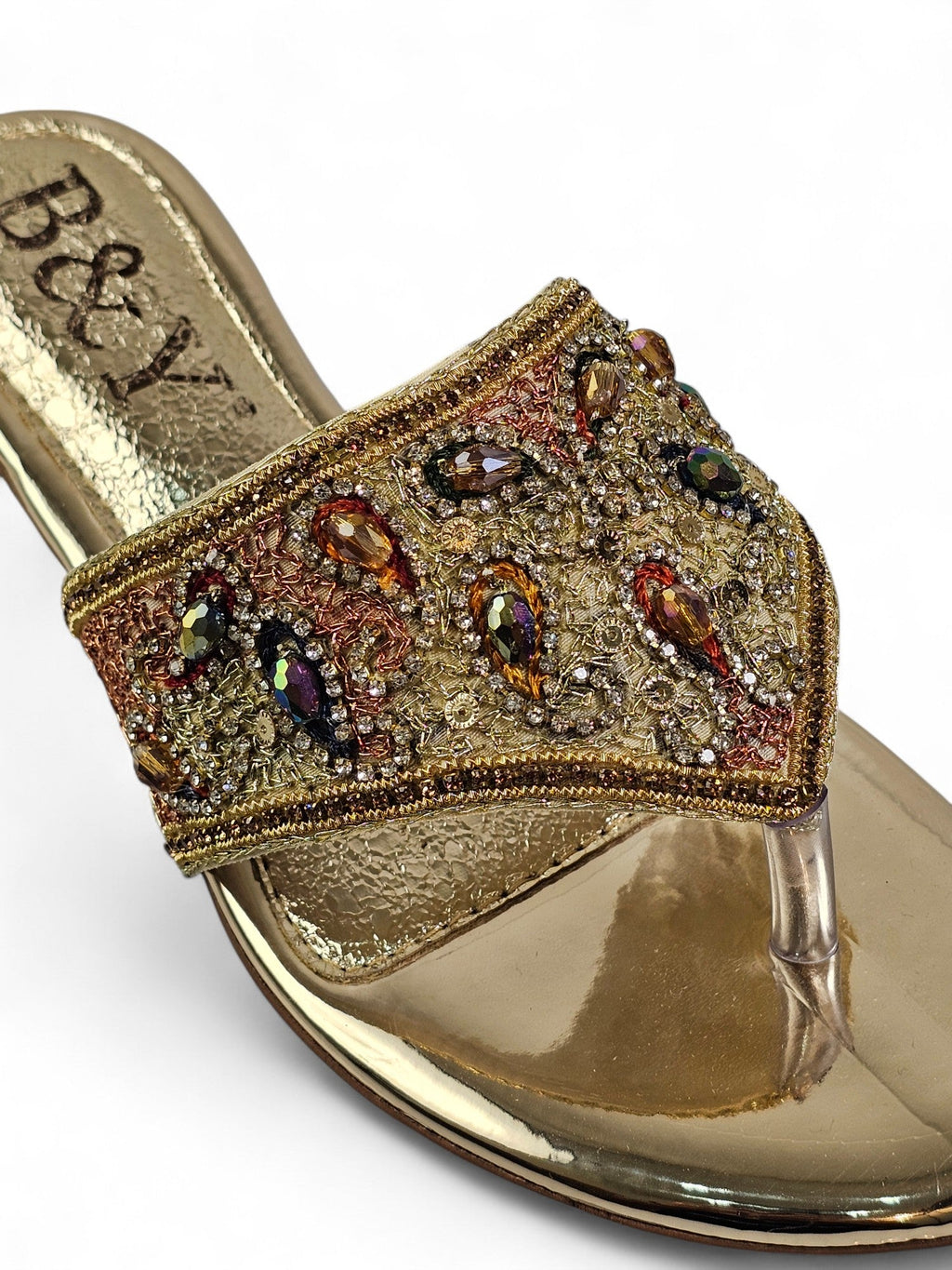 Aura Golden Block Heel Flip Flop - Bilwani & Yakoob