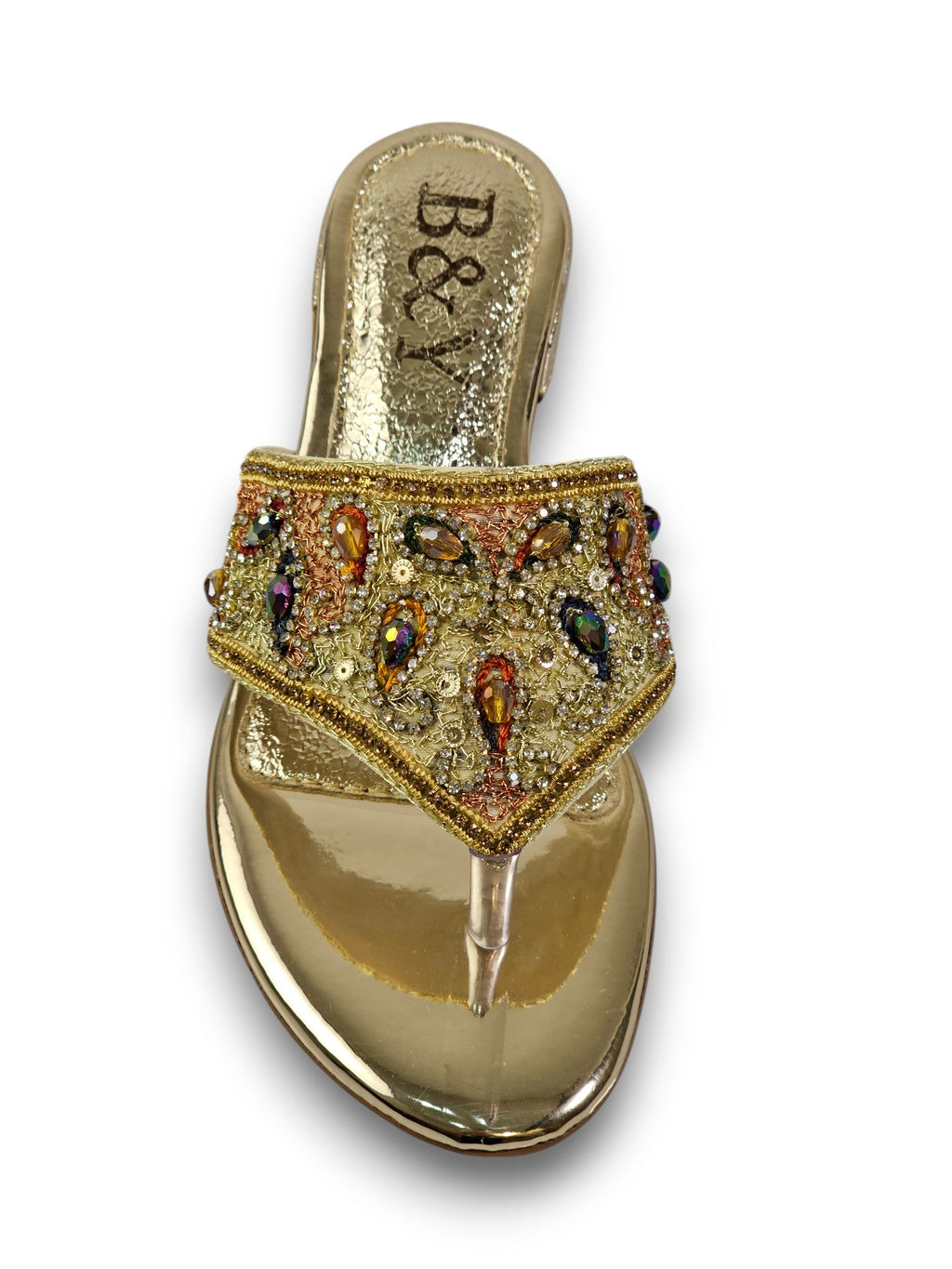 Aura Golden Block Heel Flip Flop - Bilwani & Yakoob