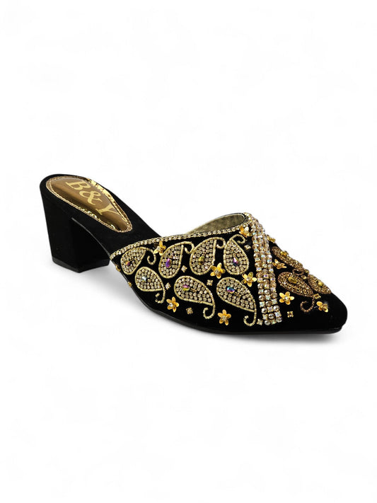 Sprint Black Mid Heel Mule