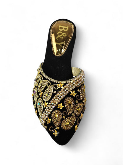 Sprint Black Mid Heel Mule
