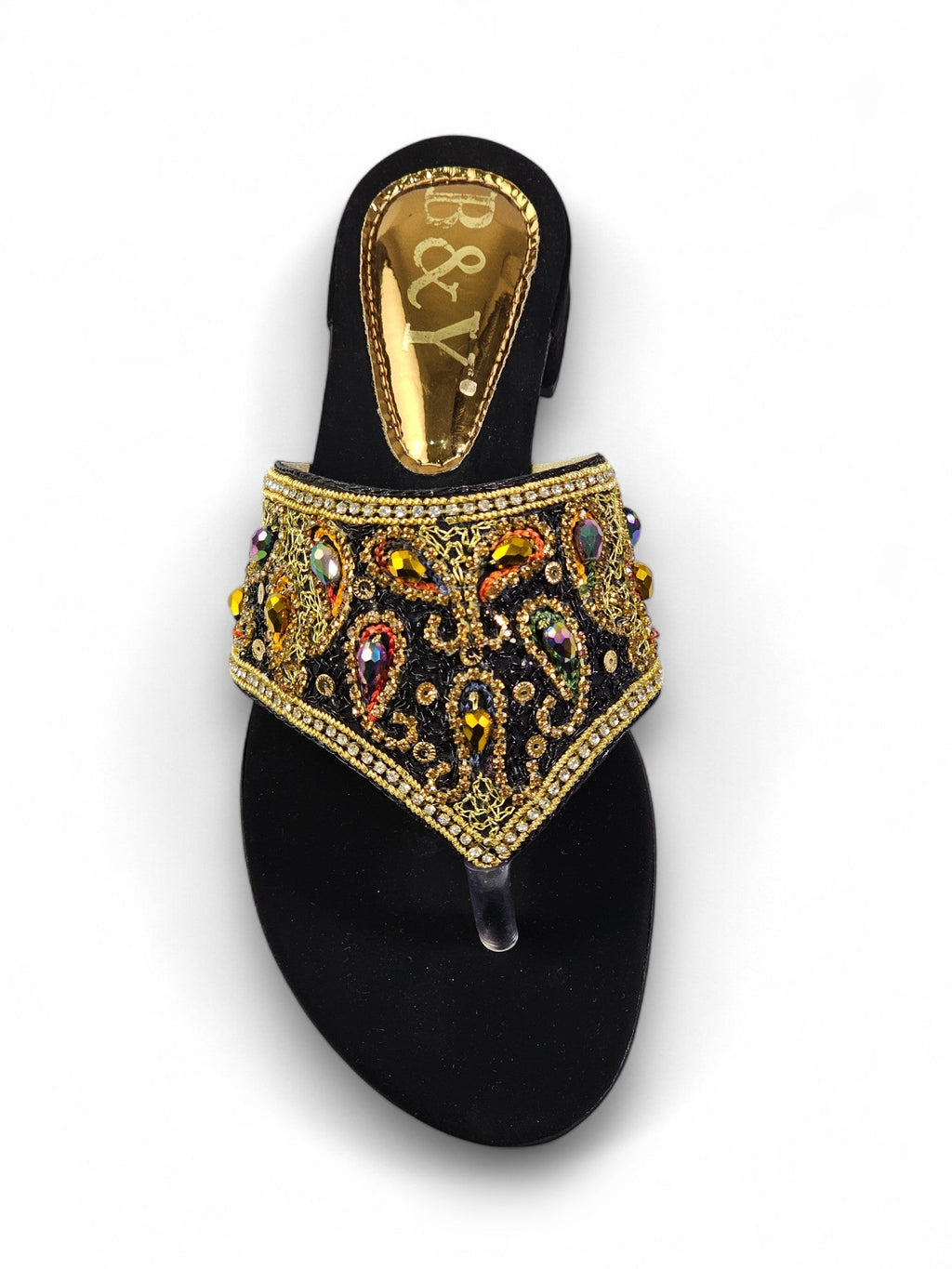 Aura Black Block Heel Flip Flop - Bilwani & Yakoob