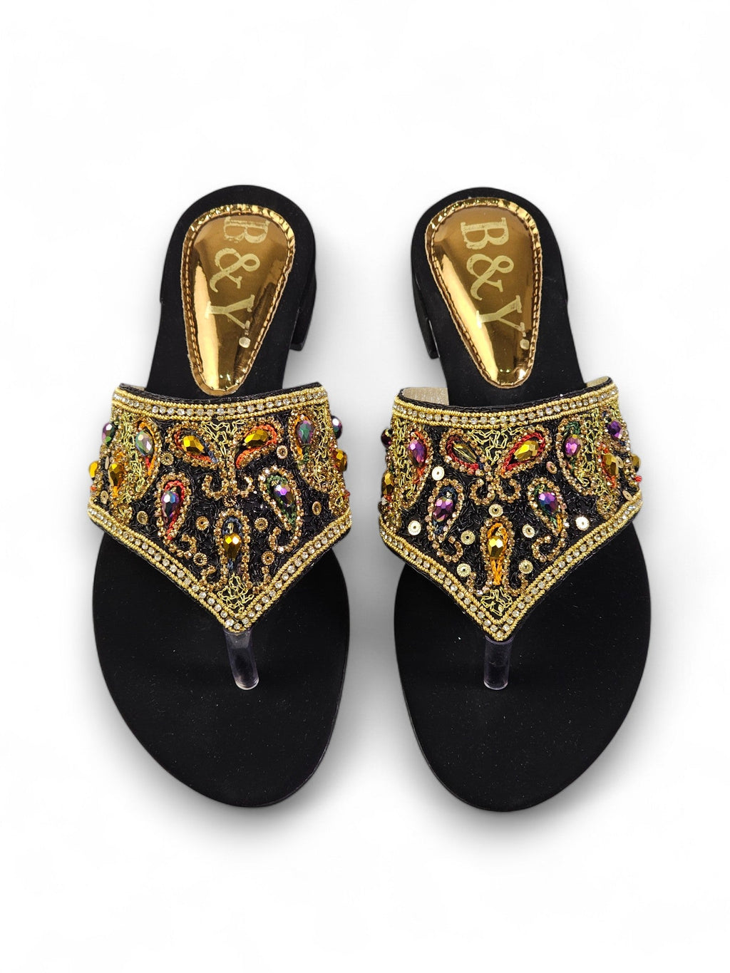 Aura Black Block Heel Flip Flop - Bilwani & Yakoob