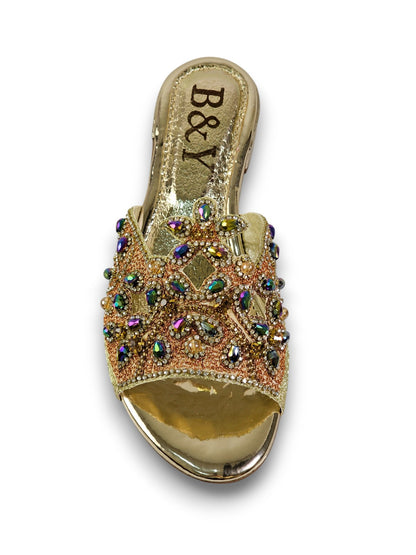 Saphila Golden Block Heel Slip-on Sandal