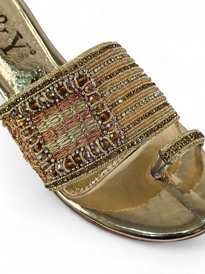 Bespoke Golden Block Heel Slip-on Sandal