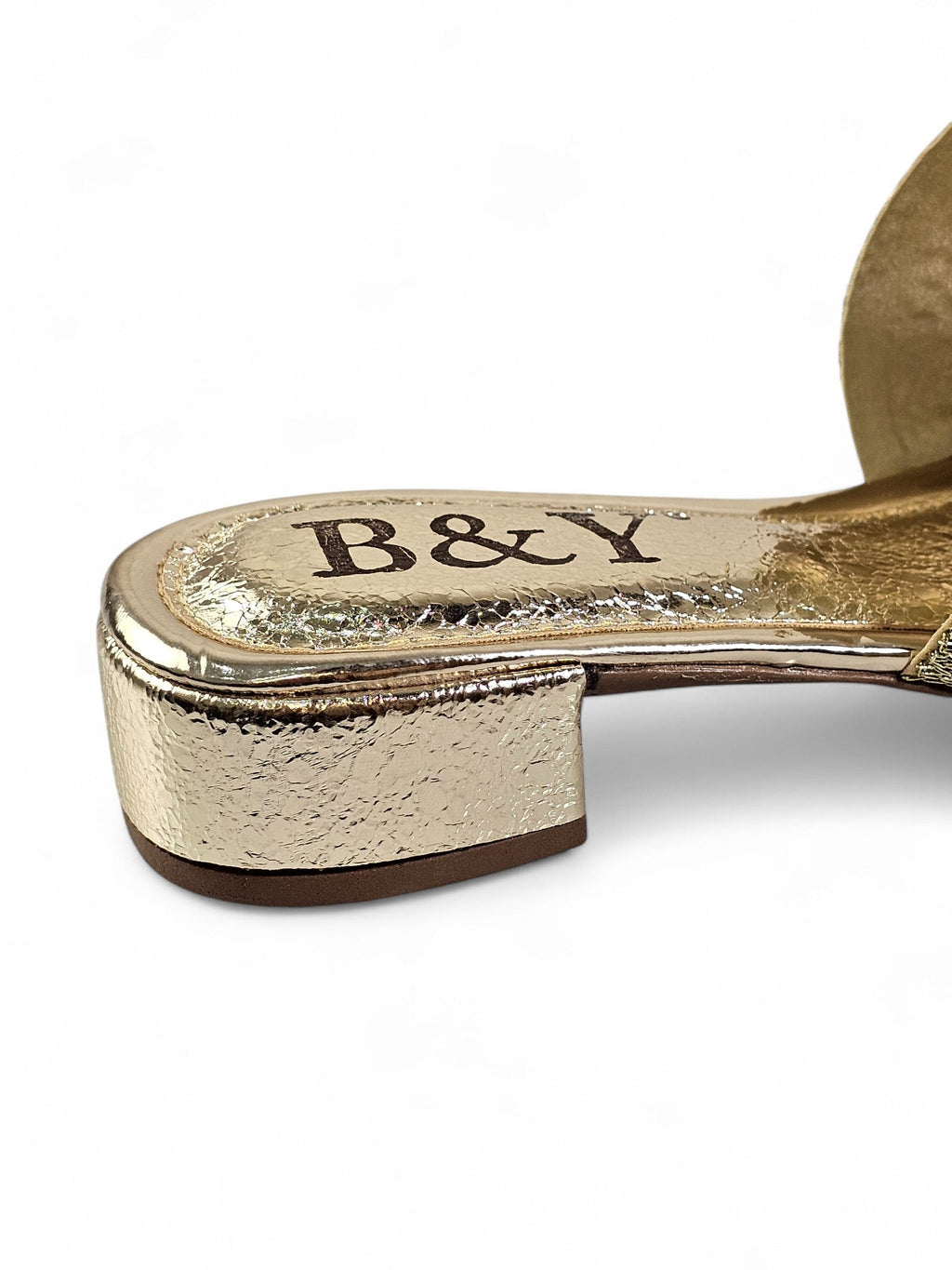 Bespoke Golden Block Heel Slip On Sandal - Bilwani & Yakoob