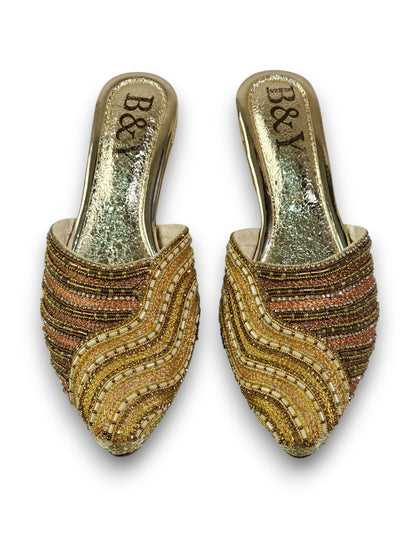 Bask Golden Mid Heel Mule