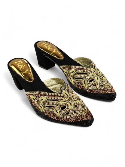 Delisse Toque de Ouro Mid Heel Mule