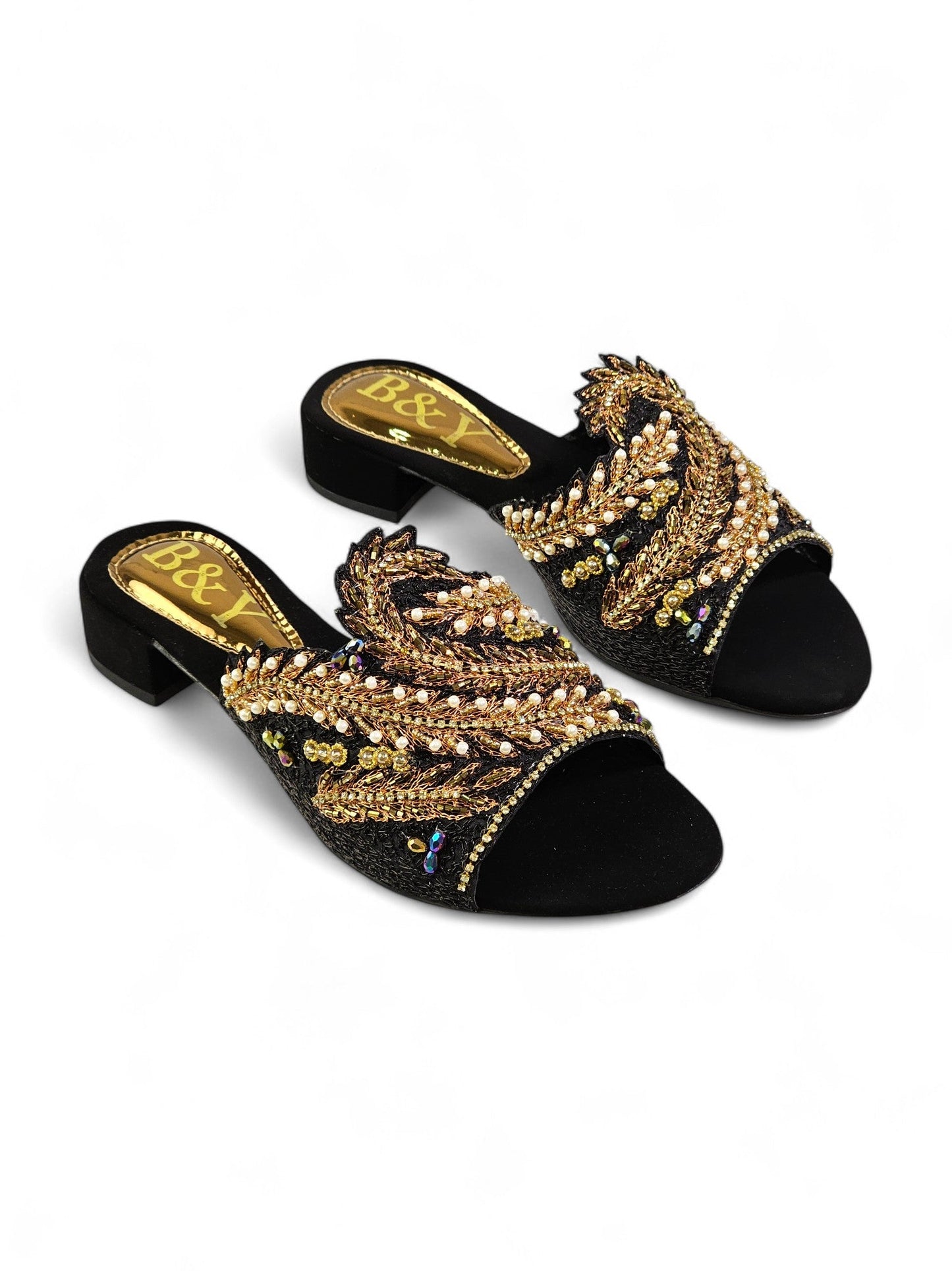 Nest Black Block Heel Slip-on Sandal