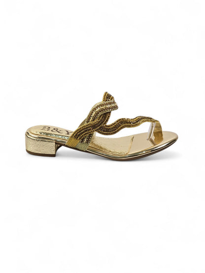 Beat Golden Block Heel Slip-on Sandal