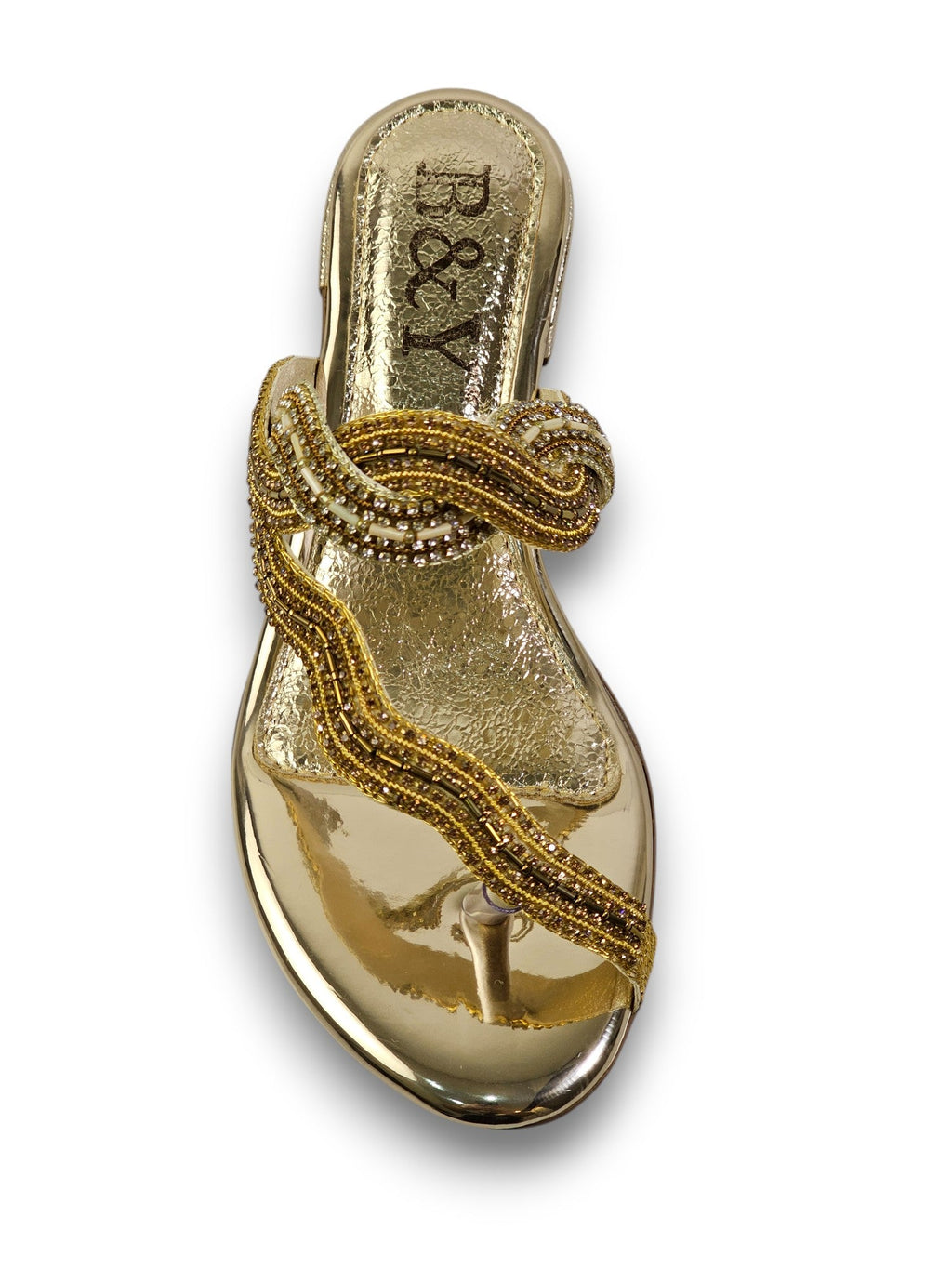 Beat Golden Block Heel Slip On Sandal - Bilwani & Yakoob