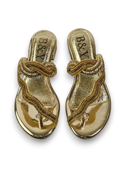 Beat Golden Block Heel Slip-on Sandal