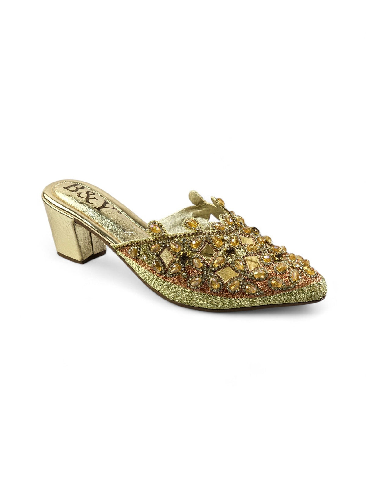Flondra Golden Mid Heel Mule