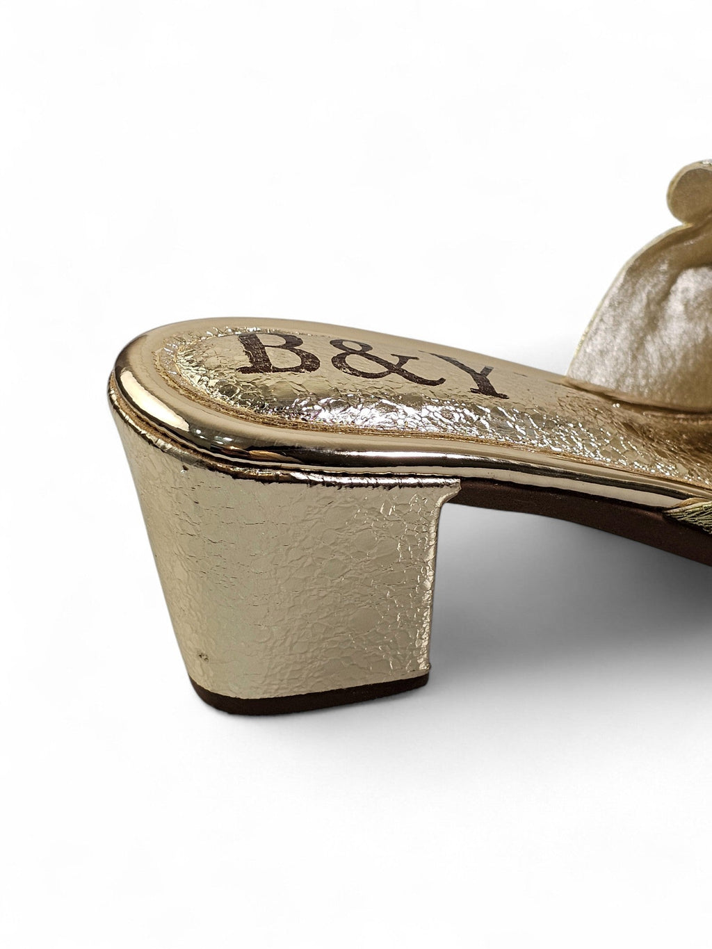 Flondra Golden Mid Heel Mule