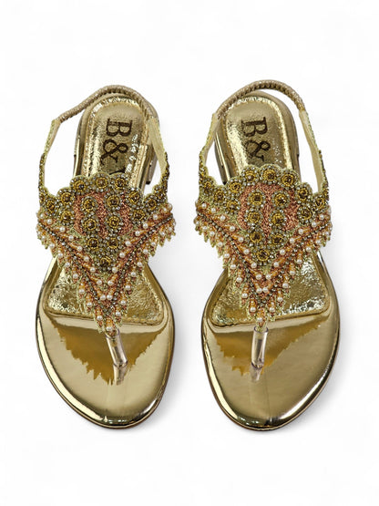 Cue Golden Block Heels  Sandal