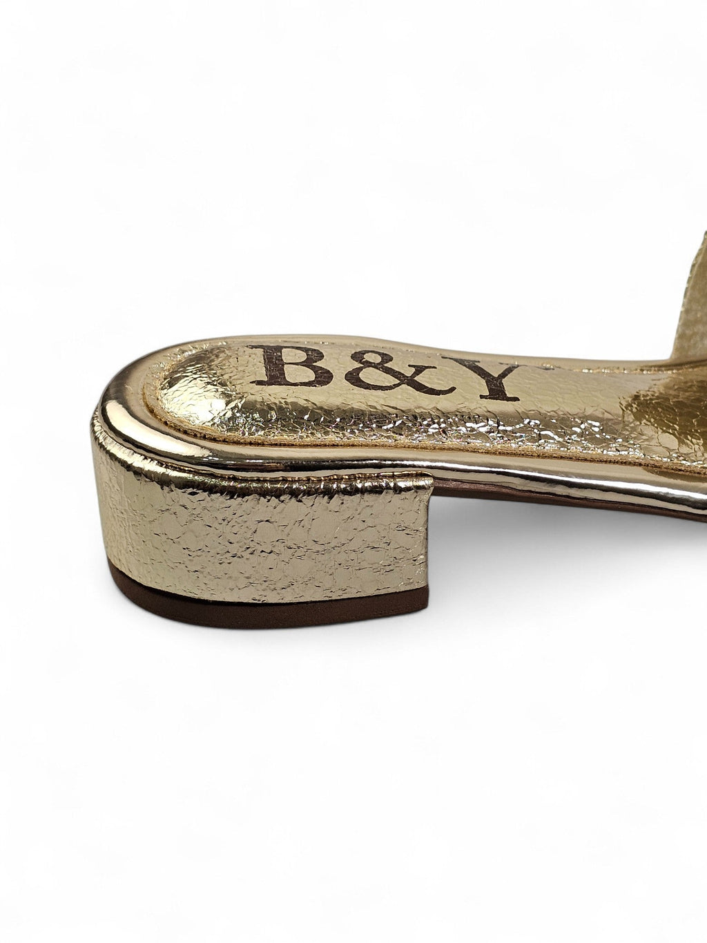 Sparkle Golden Block Heel Slip On Sandals