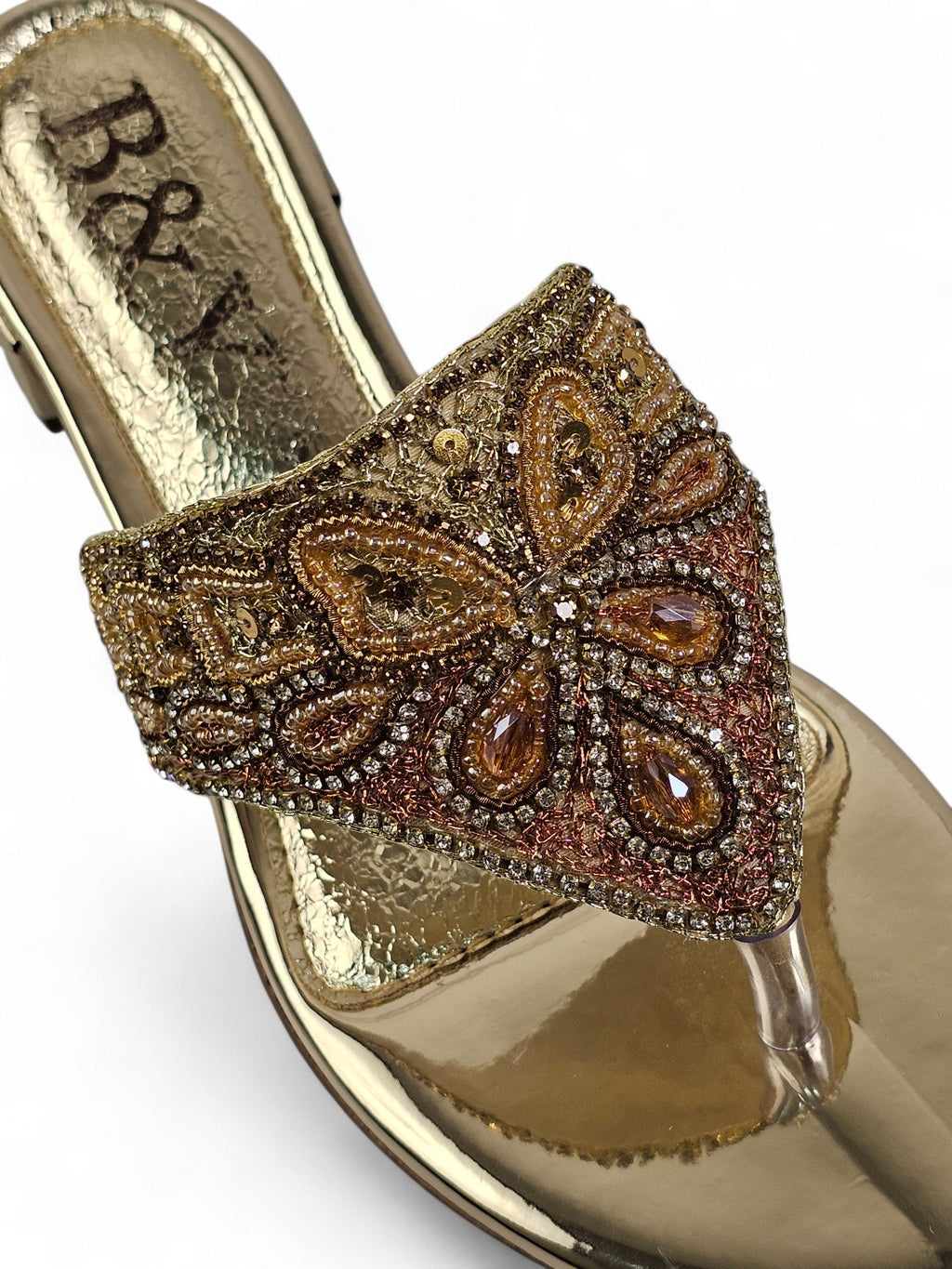 Drizzle Golden Block Heel Flip Flop - Bilwani & Yakoob