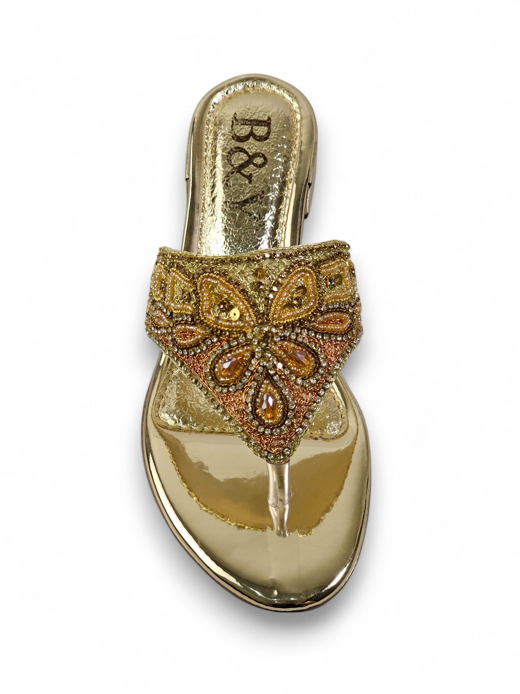 Drizzle Golden Block Heel Flip Flop - Bilwani & Yakoob