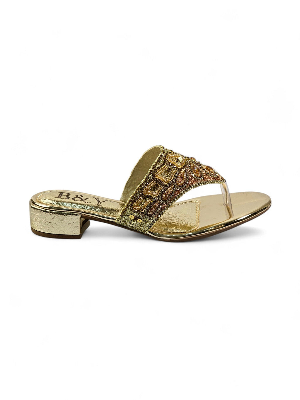 Drizzle Golden Block Heel Flip Flop - Bilwani & Yakoob