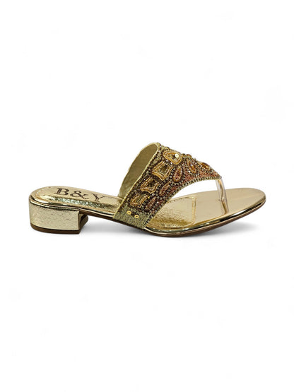 Drizzle Golden Block Heel Flip-Flop