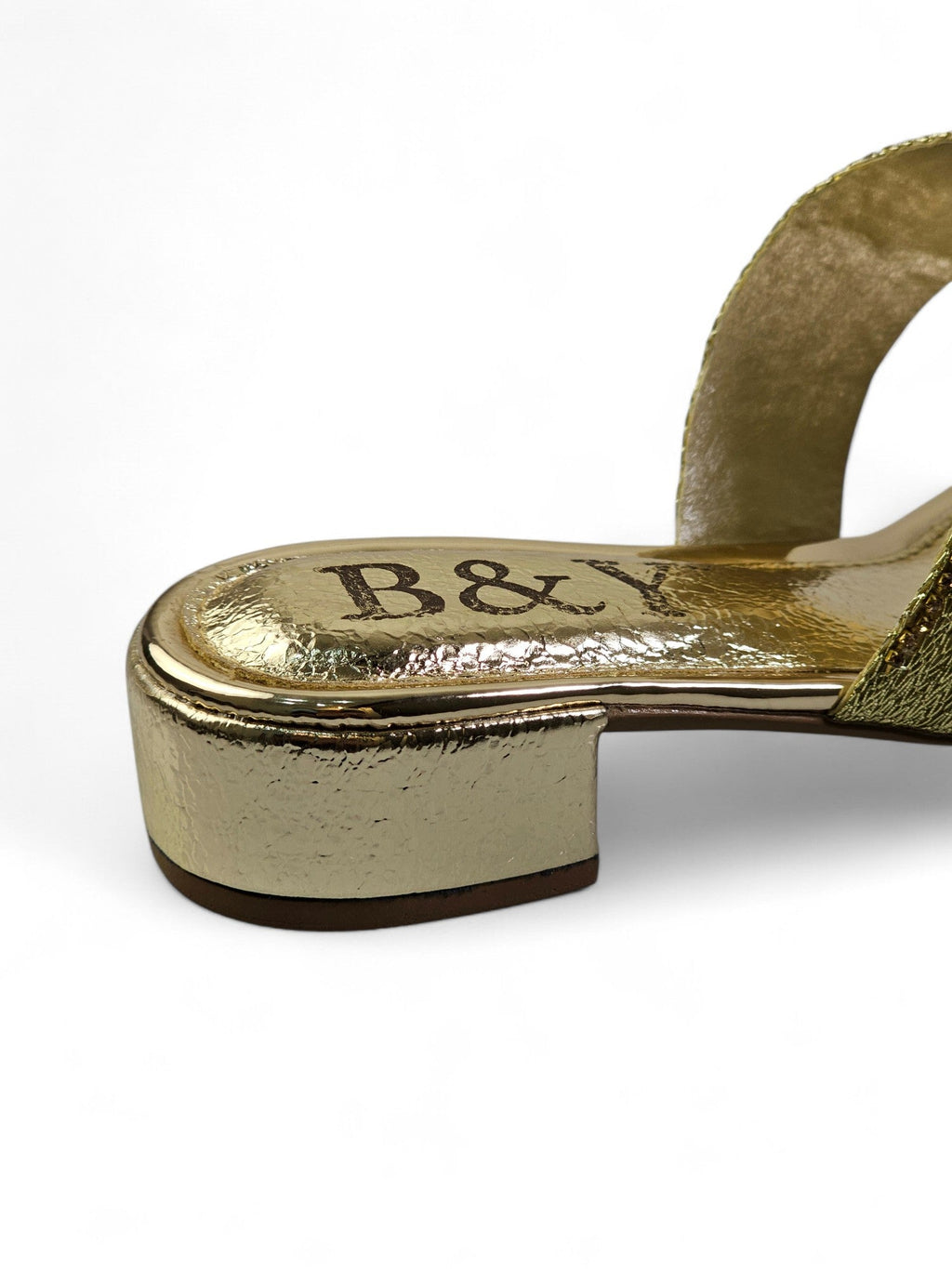 Drizzle Golden Block Heel Flip Flop - Bilwani & Yakoob