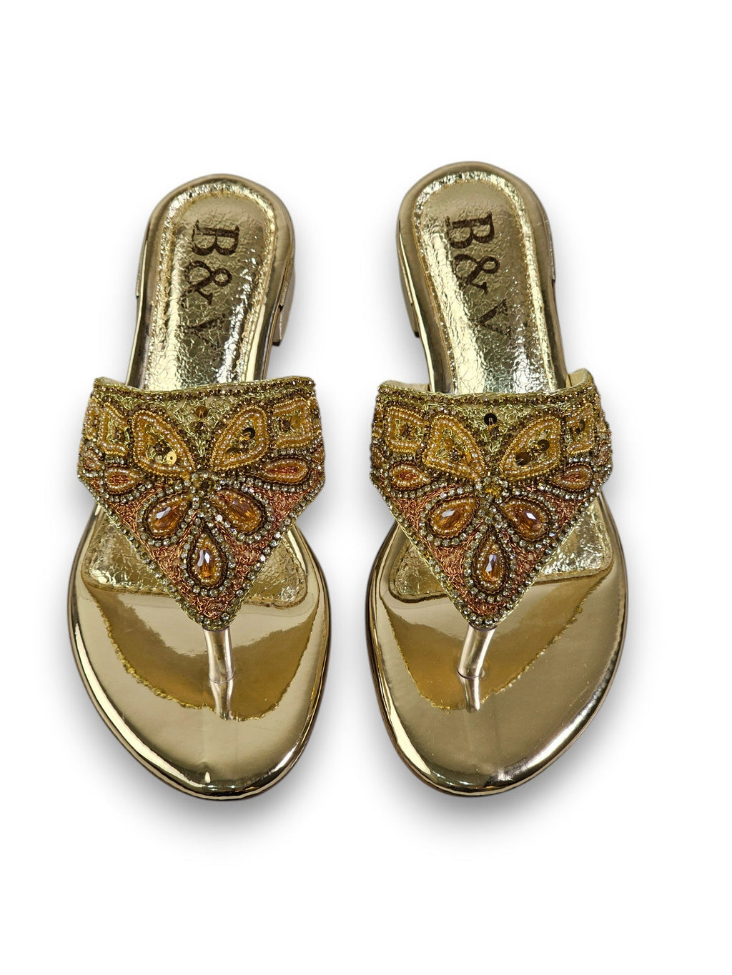 Drizzle Golden Block Heel Flip Flop - Bilwani & Yakoob