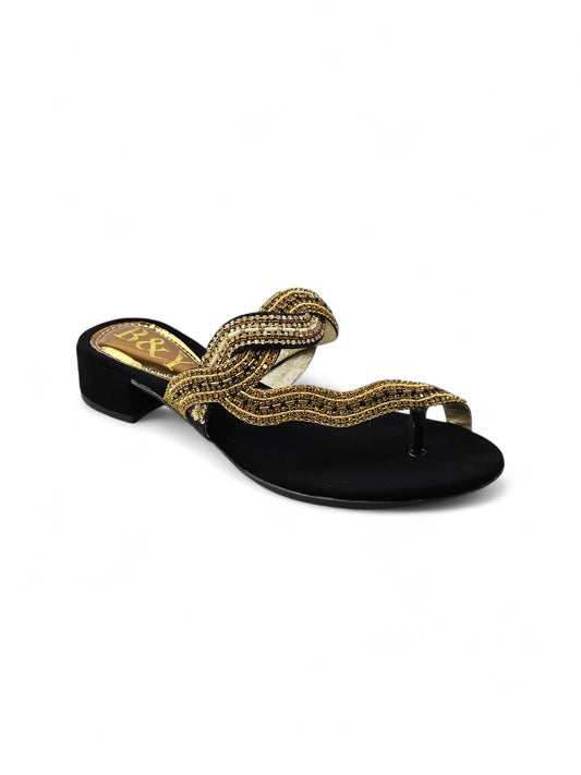 Beat Black Block Heel Slip-on Sandal