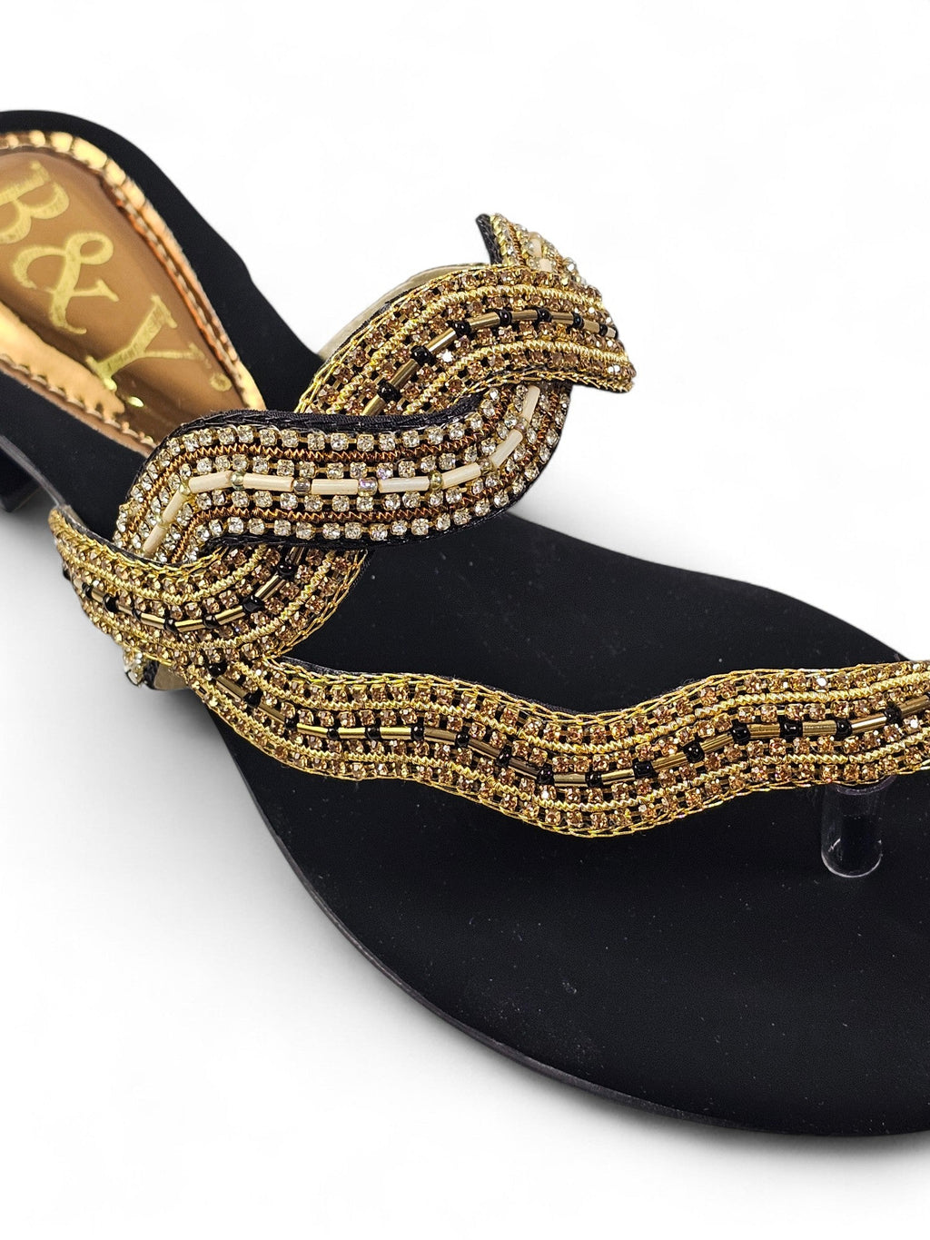 Beat Black Block Heel Slip On Sandal - Bilwani & Yakoob