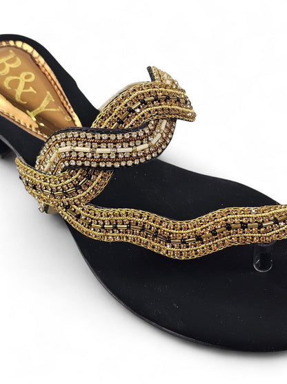 Beat Black Block Heel Slip-on Sandal
