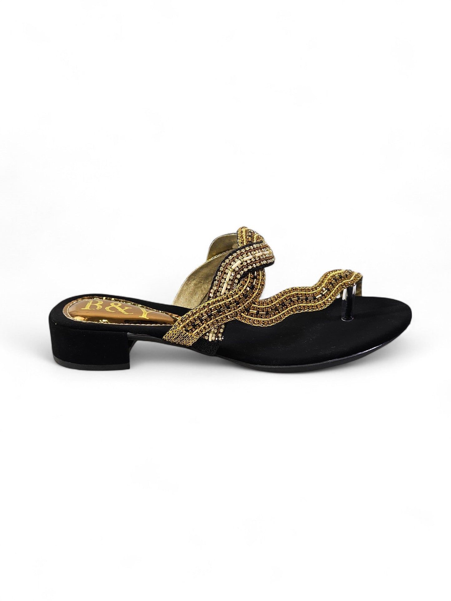 Beat Black Block Heel Slip-on Sandal