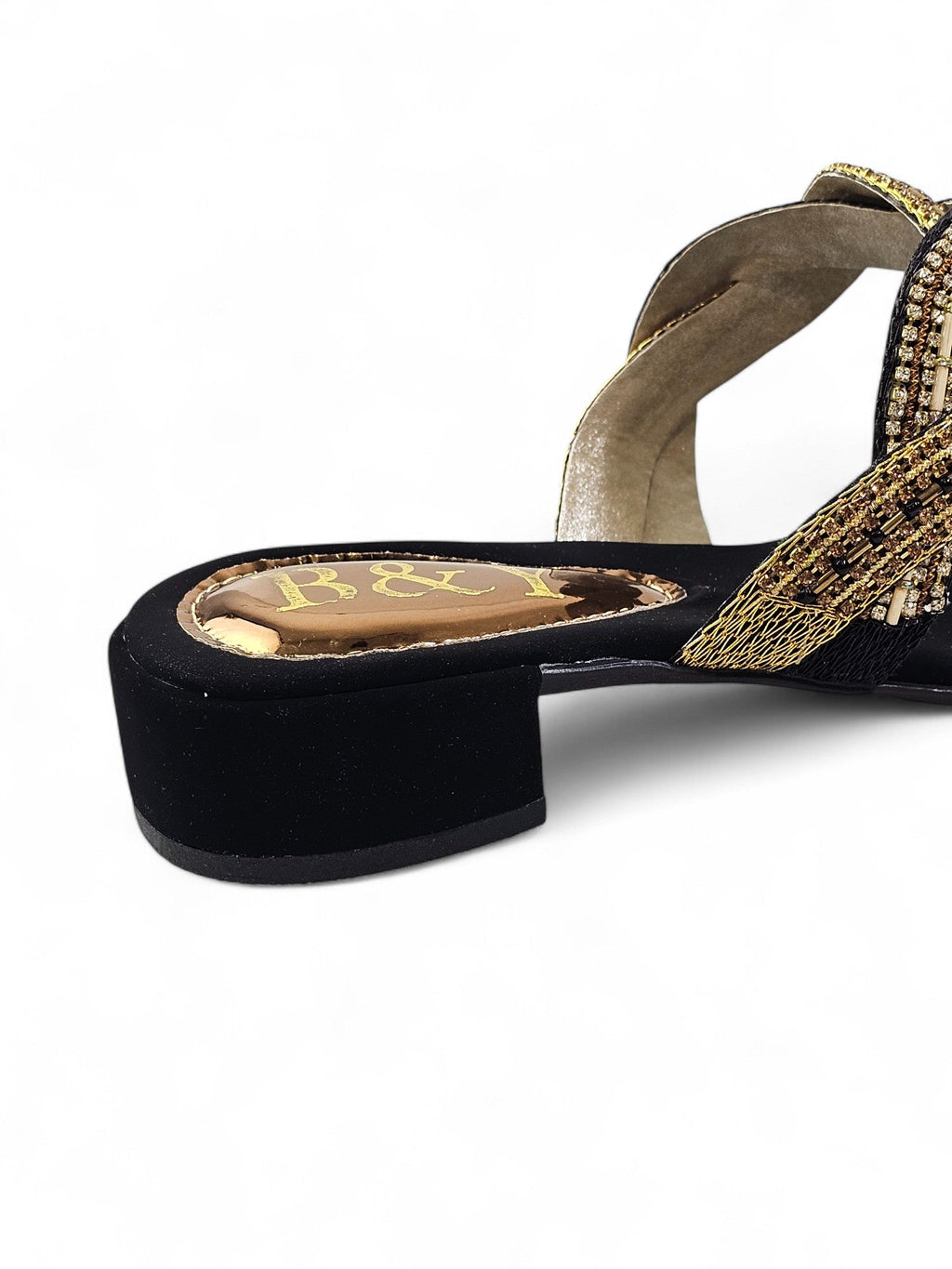 Beat Black Block Heel Slip On Sandal - Bilwani & Yakoob