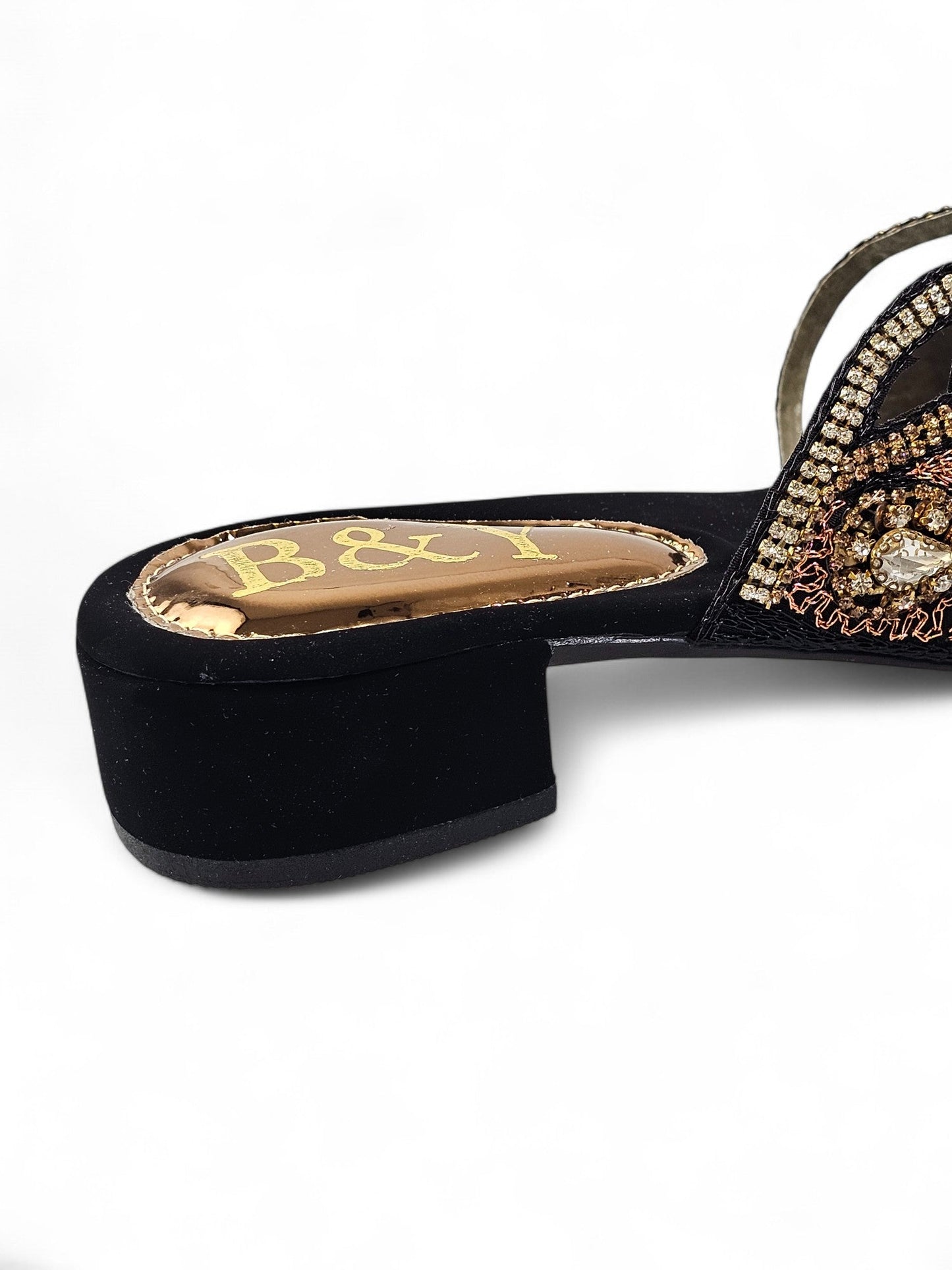 Velique Black Block Heel Slip-on Sandal