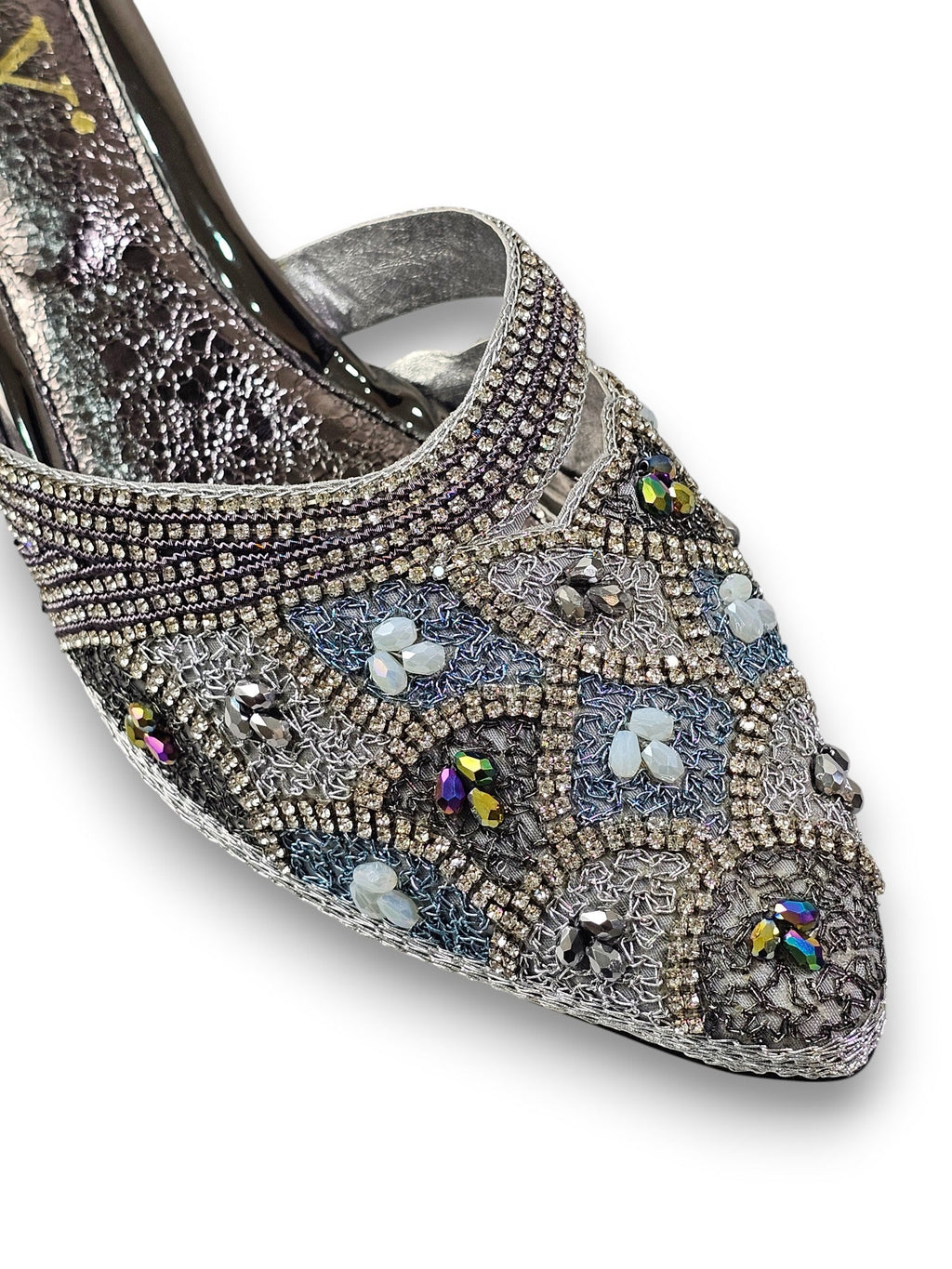 Zamirae Silver Mid Heel Mule