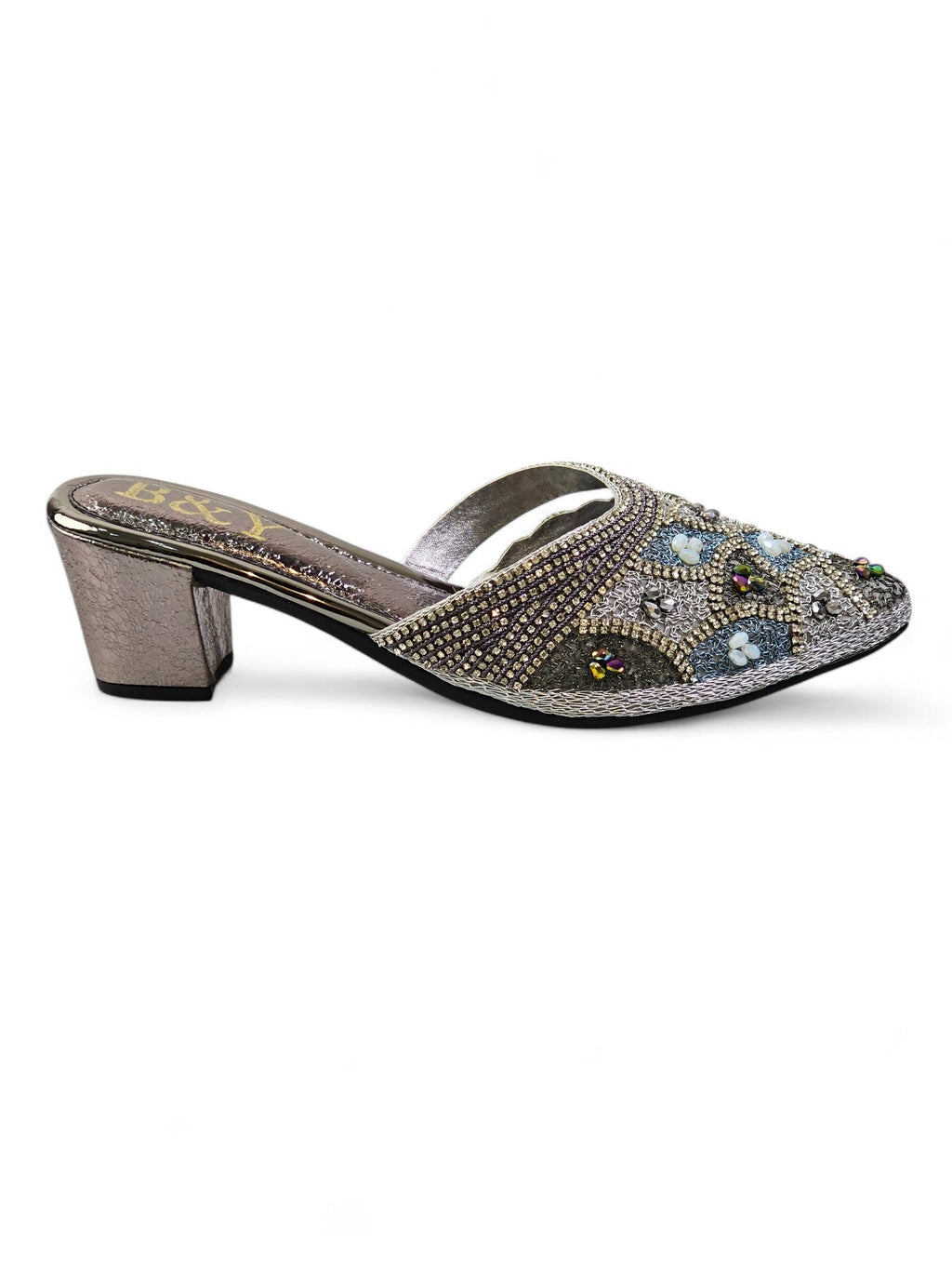 Zamirae Silver Mid Heel Mule