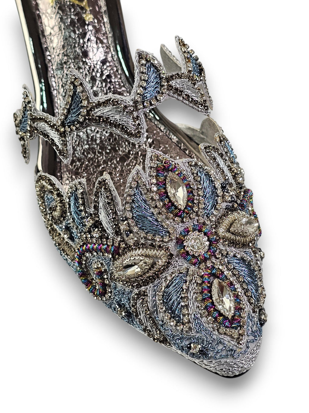 Cirella Silver Mid Heel Mule - Bilwani & Yakoob