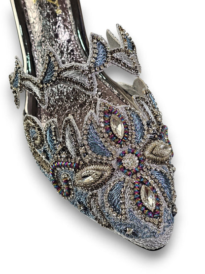 Cirella Silver Mid Heel Mule