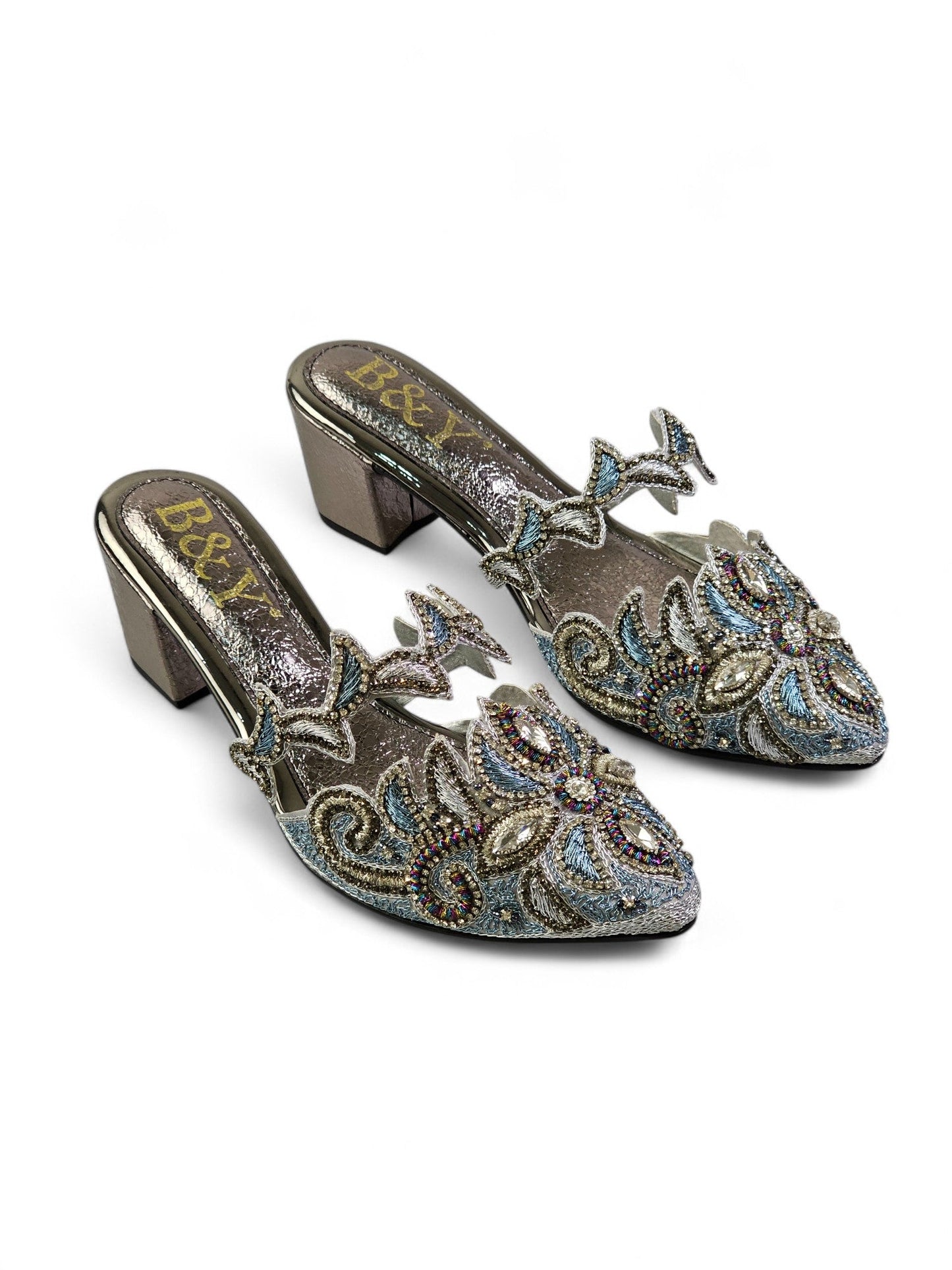 Cirella Silver Mid Heel Mule