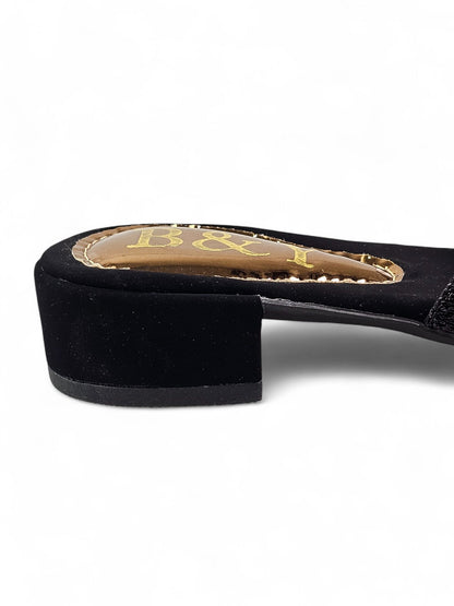 Zaffra Black Block Heel Flip-Flop