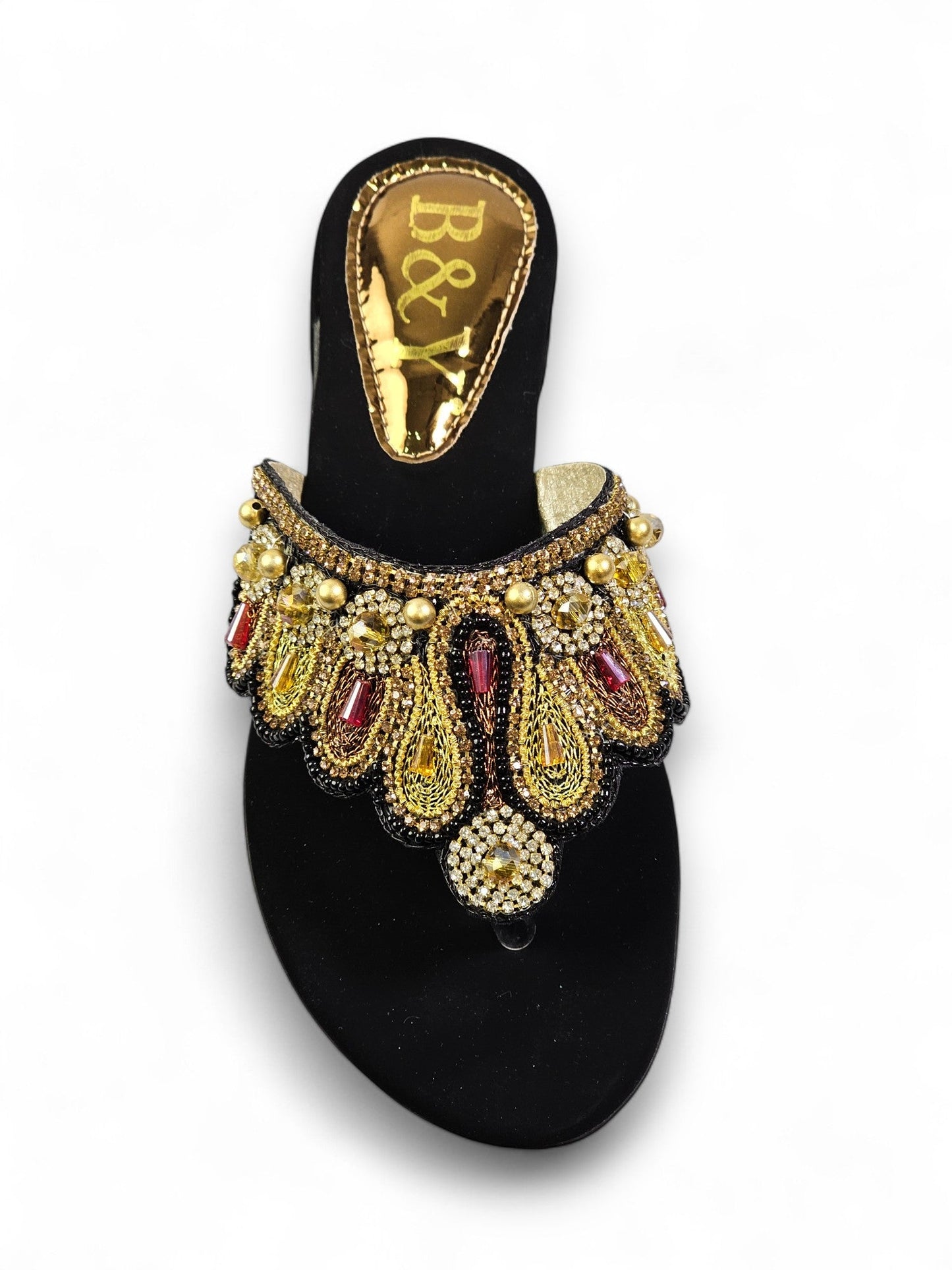 Zaffra Black Block Heel Flip-Flop