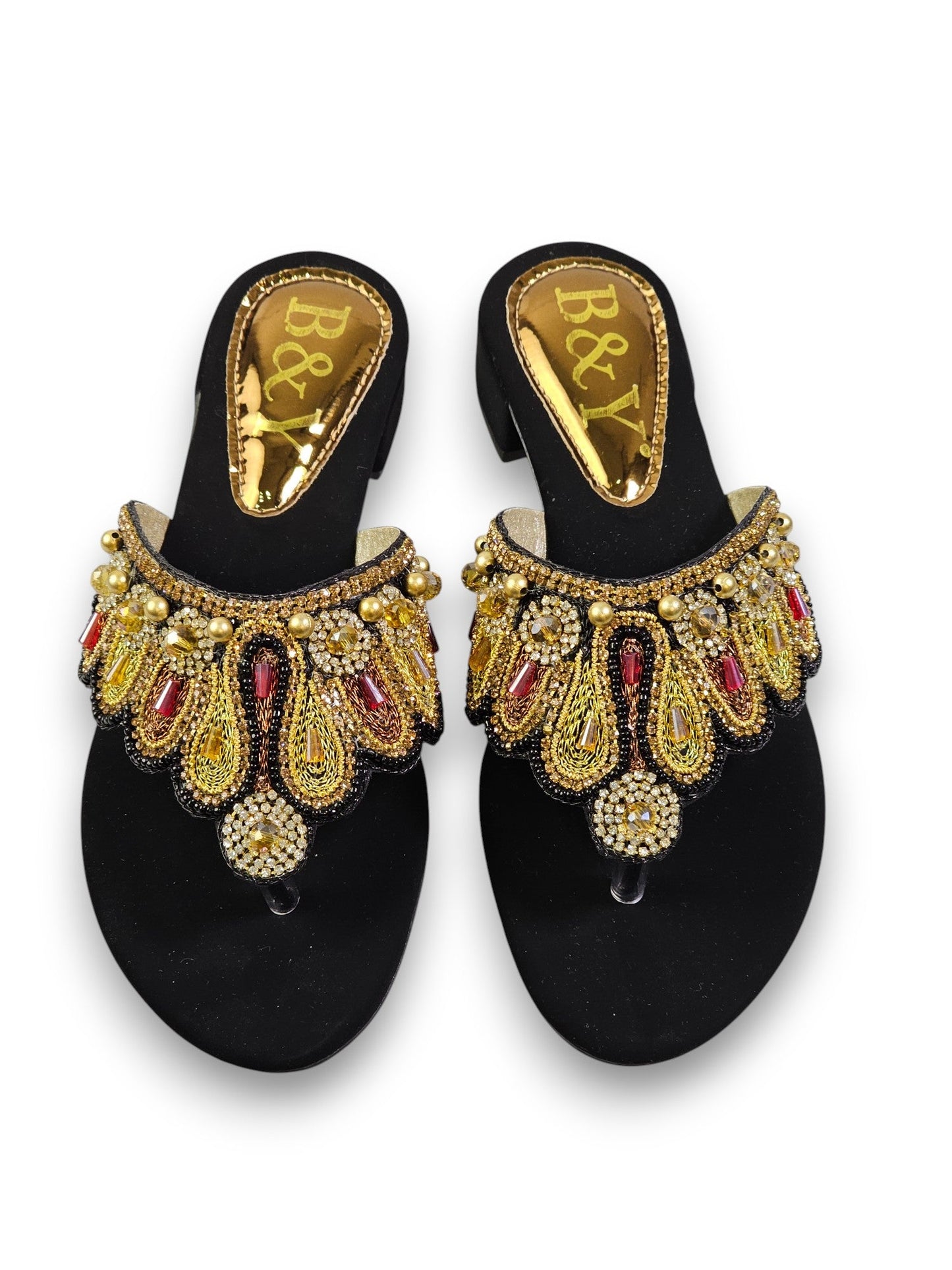 Zaffra Black Block Heel Flip-Flop