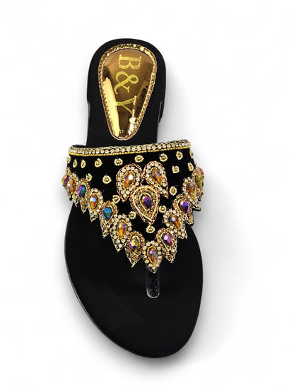 Nuvina Black Block Heel Flip-Flop