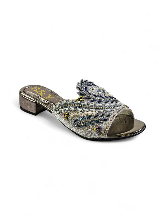 Nest Silver Block Heel Slip-on Sandal