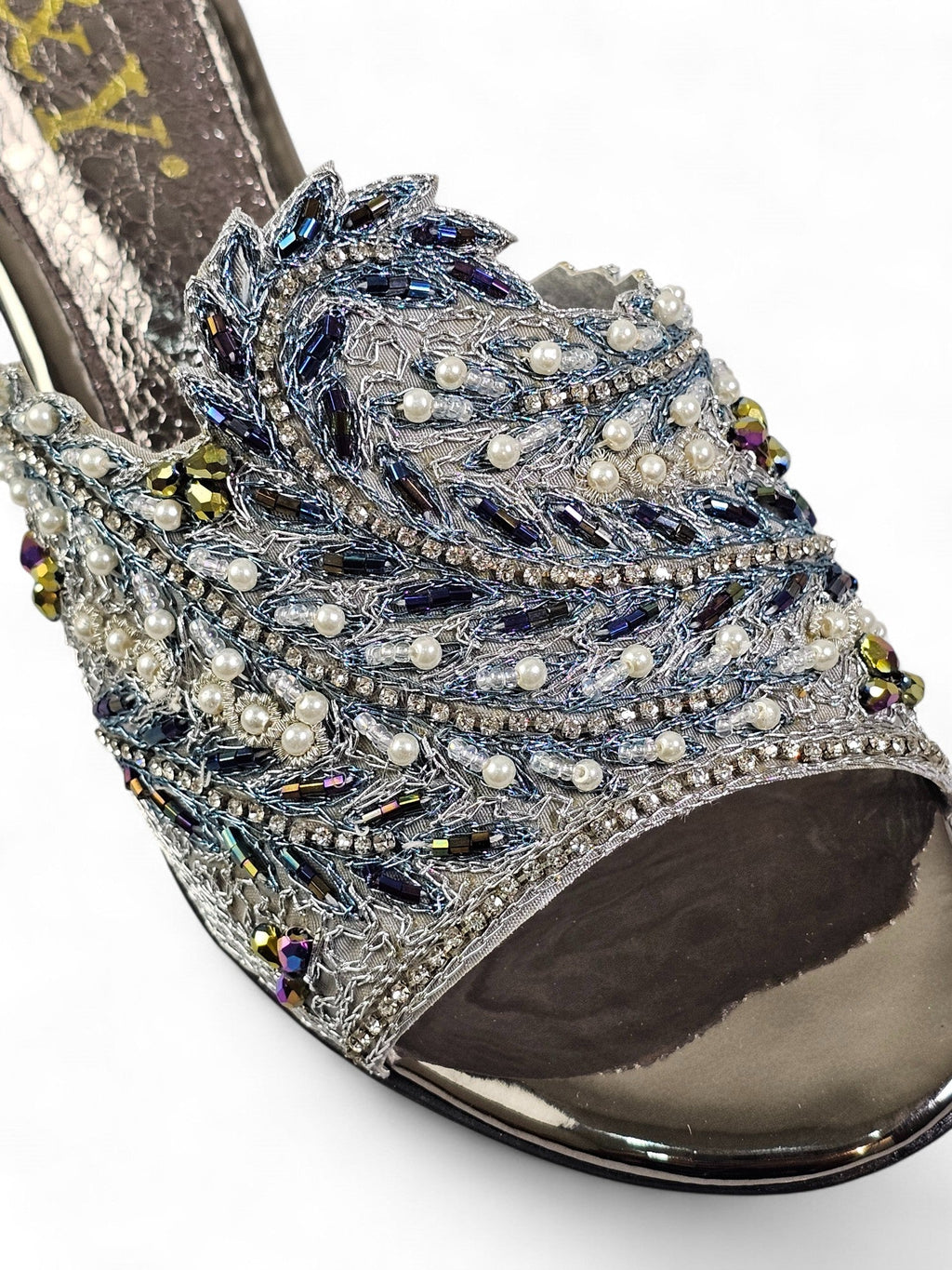 Nest Silver Block Heel Slip On Sandal