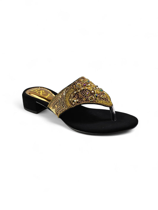 Luntra Black Block Heel Flip-Flop