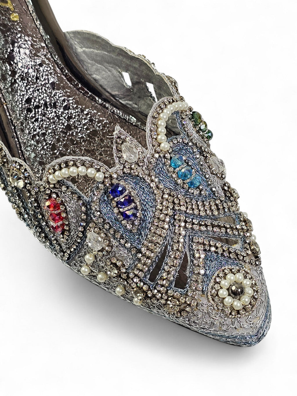 Tavira Silver Mid Heel Mule