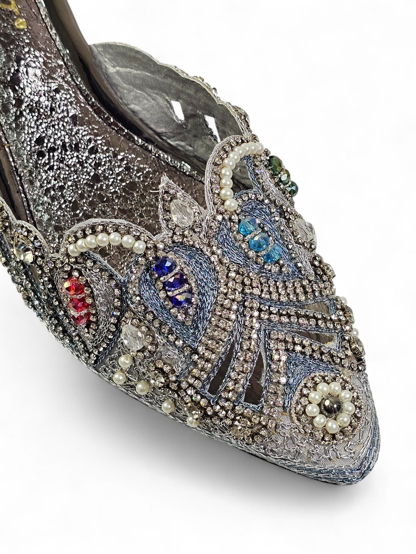 Tavira Silver Mid Heel Mule