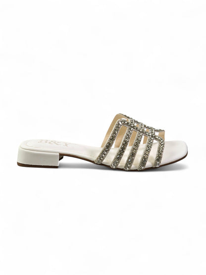 Muse White Low Heel Slip-on Sandal